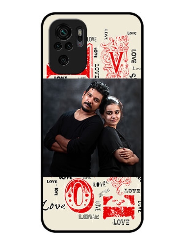 Custom Redmi Note 10s Photo Printing on Glass Case - Trendy Love Design Case