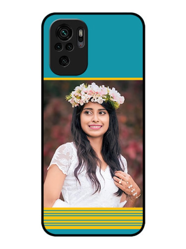 Custom Redmi Note 10s Custom Glass Phone Case - Yellow & Blue Design 