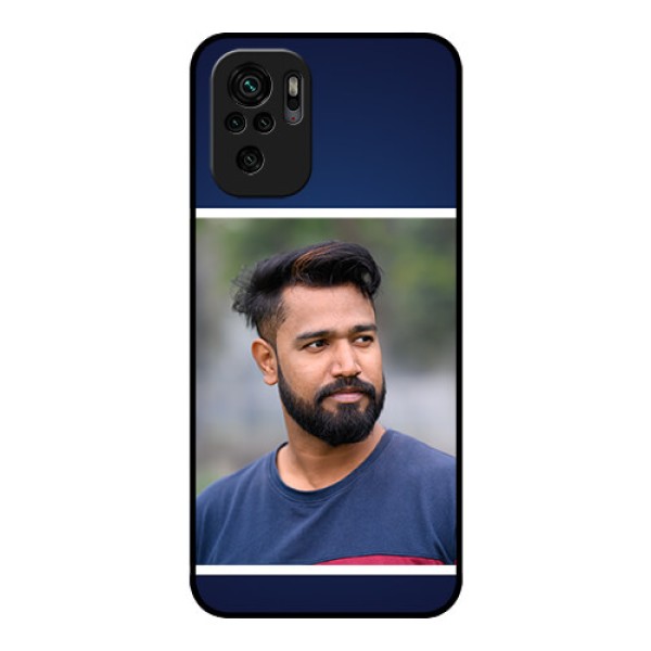 Redmi Note 10s Personalized Glass Phone Case - Simple Royal Blue Design Redmi Note 10s Personalized Glass Phone Case - Simple Royal Blue Design