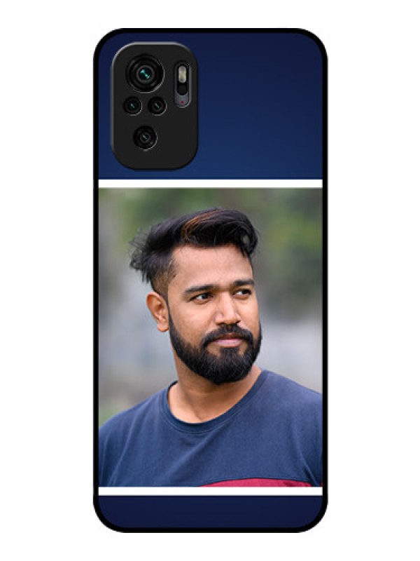 Custom Redmi Note 10s Personalized Glass Phone Case - Simple Royal Blue Design