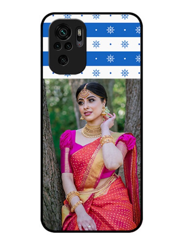 Custom Redmi Note 10s Photo Printing on Glass Case - Snow Pattern Design