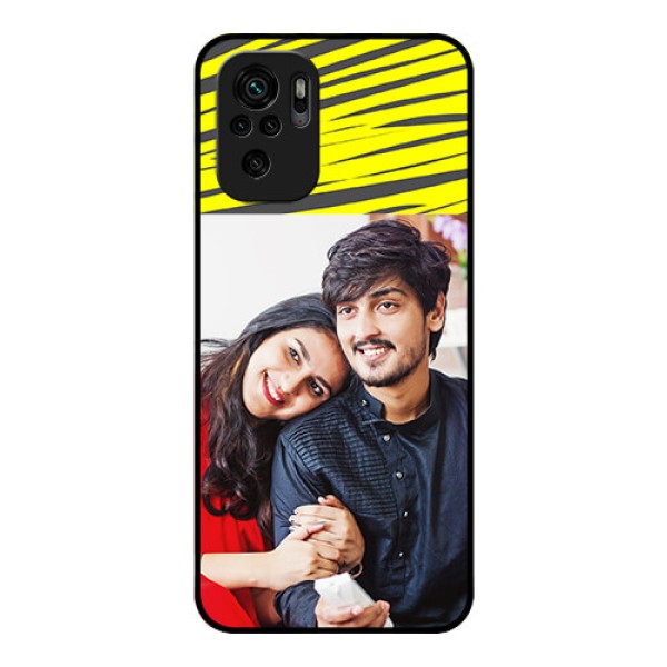 Redmi Note 10s Photo Printing on Glass Case - Yellow Abstract Design