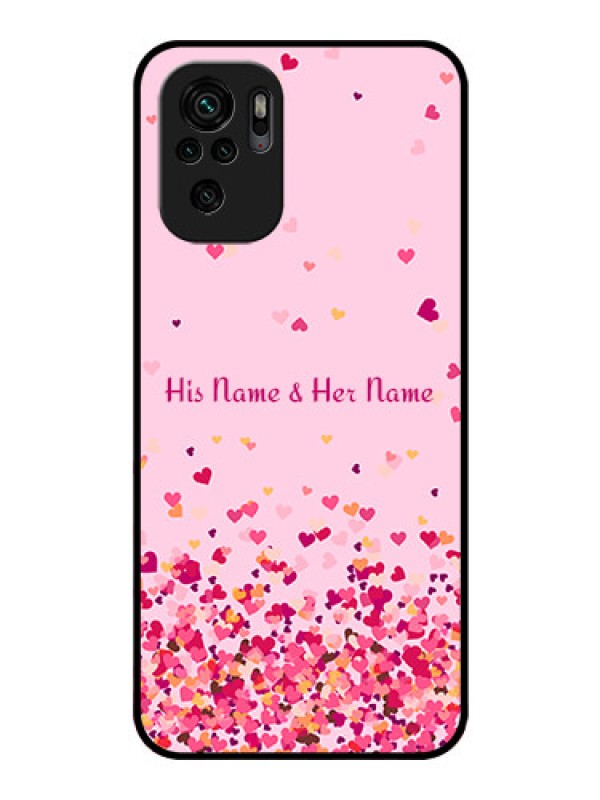 Custom Xiaomi Redmi Note 10S Photo Printing on Glass Case - Floating Hearts Design
