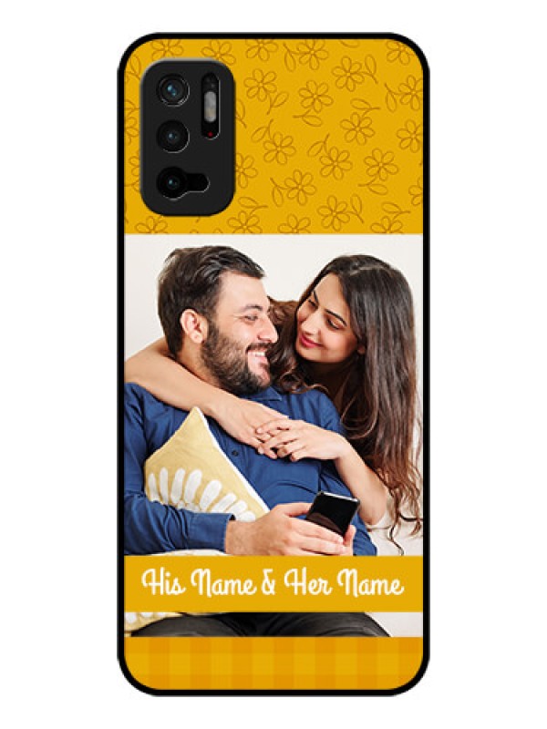 Custom Redmi Note 10T 5G Custom Glass Mobile Case - Yellow Floral Design