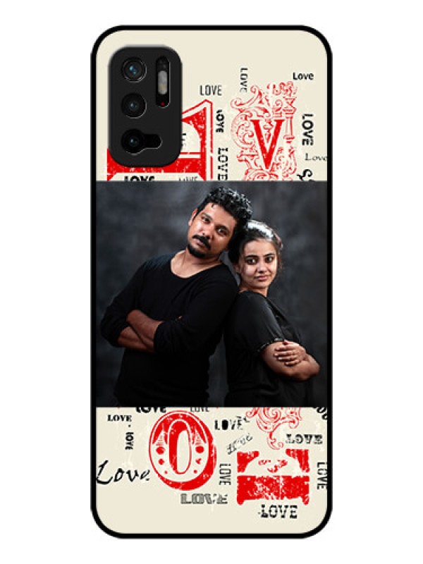 Custom Redmi Note 10T 5G Photo Printing on Glass Case - Trendy Love Design Case
