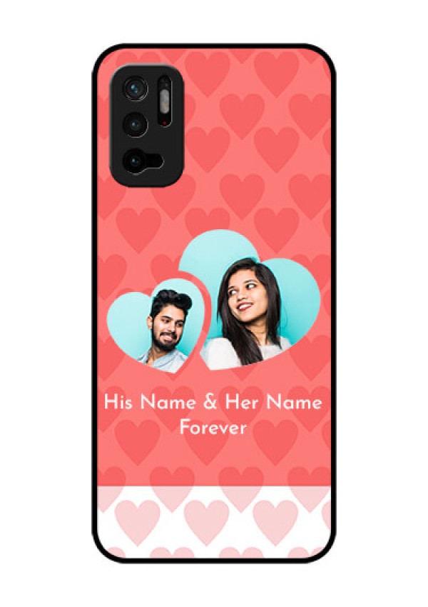 Redmi Note 10T 5G Personalized Glass Phone Case - Couple Pic Upload Design