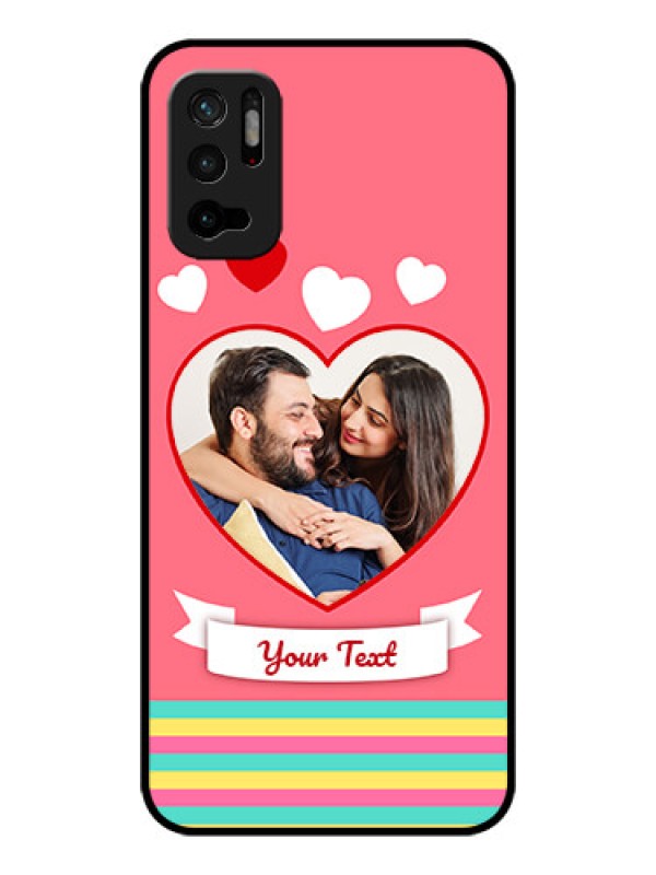 Custom Redmi Note 10T 5G Photo Printing on Glass Case - Love Doodle Design