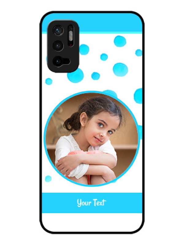 Custom Redmi Note 10T 5G Photo Printing on Glass Case - Blue Bubbles Pattern Design