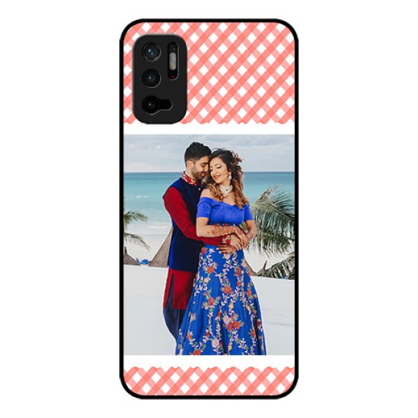 Redmi Note 10T 5G Personalized Glass Phone Case - Pink Pattern Design