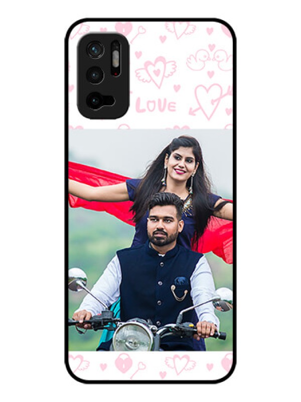 Custom Redmi Note 10T 5G Custom Glass Mobile Case - Pink Flying Heart Design