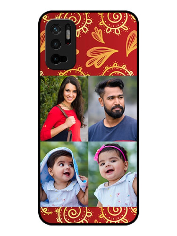 Custom Redmi Note 10T 5G Photo Printing on Glass Case - 4 Image Traditional Design