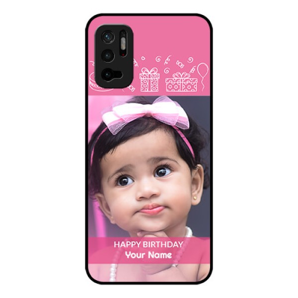 Redmi Note 10T 5G Photo Printing on Glass Case - with Birthday Line Art Design Redmi Note 10T 5G Photo Printing on Glass Case - with Birthday Line Art Design
