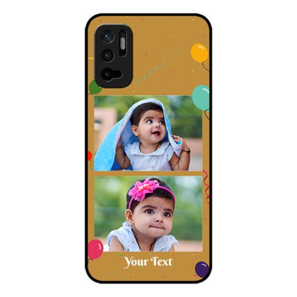 Redmi Note 10T 5G Personalized Glass Phone Case - Image Holder with Birthday Celebrations Design