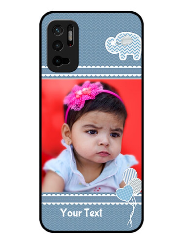 Custom Redmi Note 10T 5G Photo Printing on Glass Case - with Kids Pattern Design