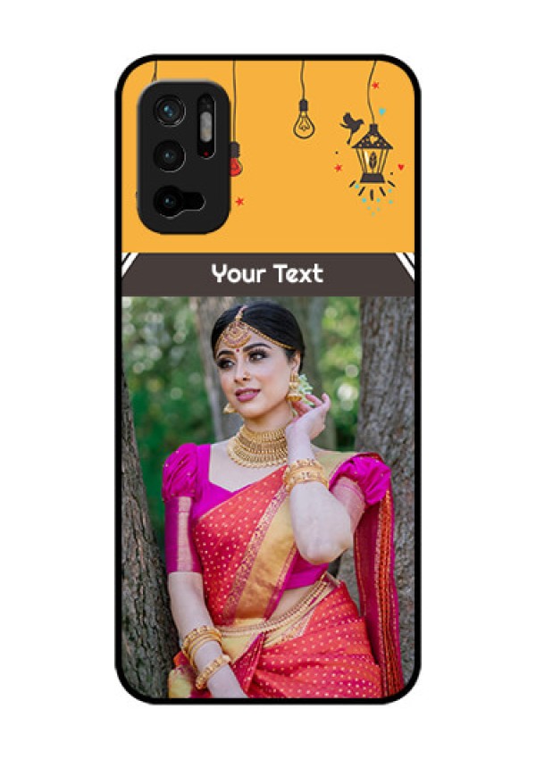 Redmi Note 10T 5G Custom Glass Mobile Case - with Family Picture and Icons 
