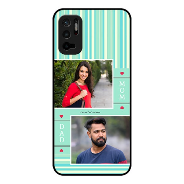 Redmi Note 10T 5G Custom Glass Phone Case - Mom & Dad Pic Design