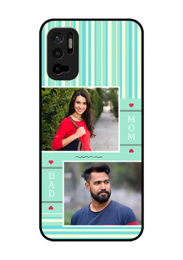 Redmi Note 10T 5G Custom Glass Phone Case - Mom & Dad Pic Design