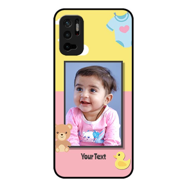 Redmi Note 10T 5G Photo Printing on Glass Case - Kids 2 Color Design