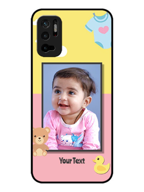 Custom Redmi Note 10T 5G Photo Printing on Glass Case - Kids 2 Color Design