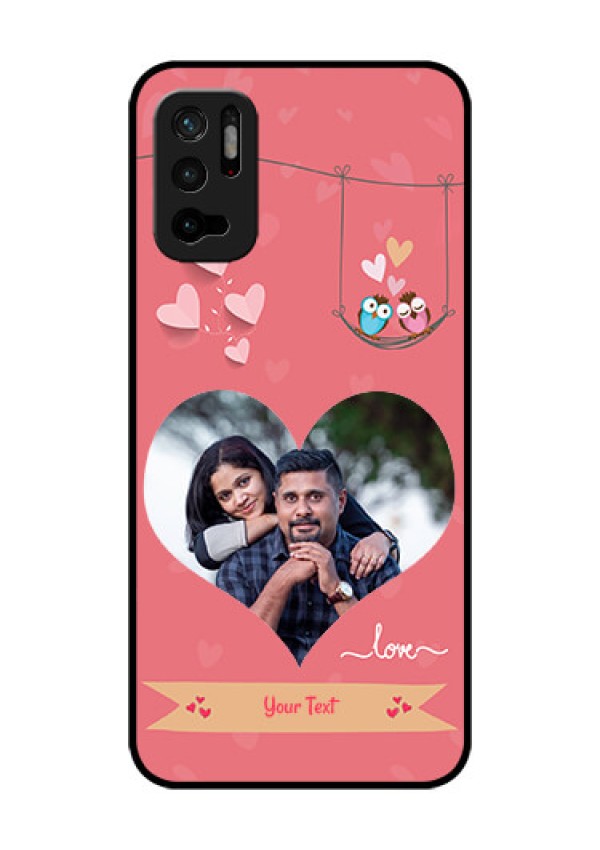 Redmi Note 10T 5G Personalized Glass Phone Case - Peach Color Love Design 
