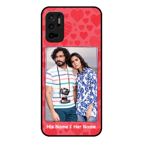 Redmi Note 10T 5G Photo Printing on Glass Case - with Red Heart Symbols Design Redmi Note 10T 5G Photo Printing on Glass Case - with Red Heart Symbols Design