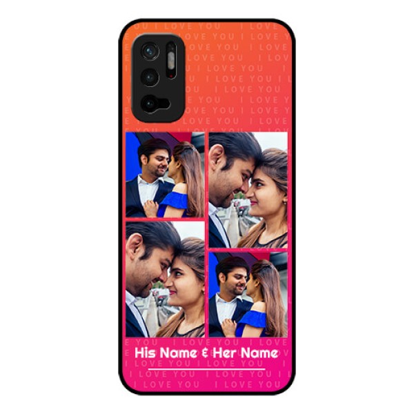 Redmi Note 10T 5G Custom Glass Phone Case - I Love You Pink Design