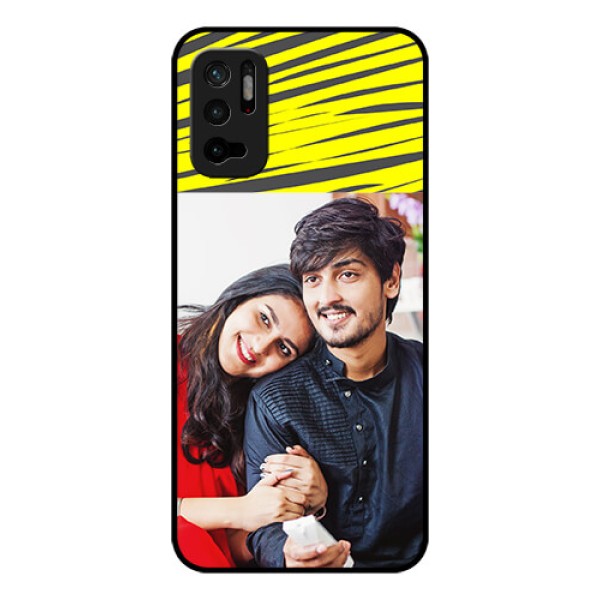 Redmi Note 10T 5G Photo Printing on Glass Case - Yellow Abstract Design