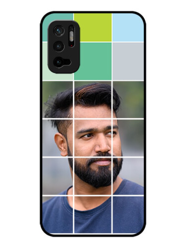 Custom Redmi Note 10T 5G Photo Printing on Glass Case - with white box pattern 