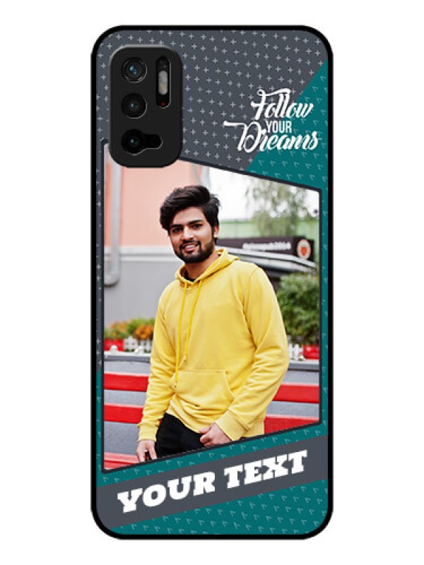 Custom Redmi Note 10T 5G Personalized Glass Phone Case - Background Pattern Design with Quote