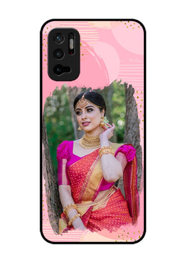 Redmi Note 10T 5G Personalized Glass Phone Case - Gold Glitter Splash Design