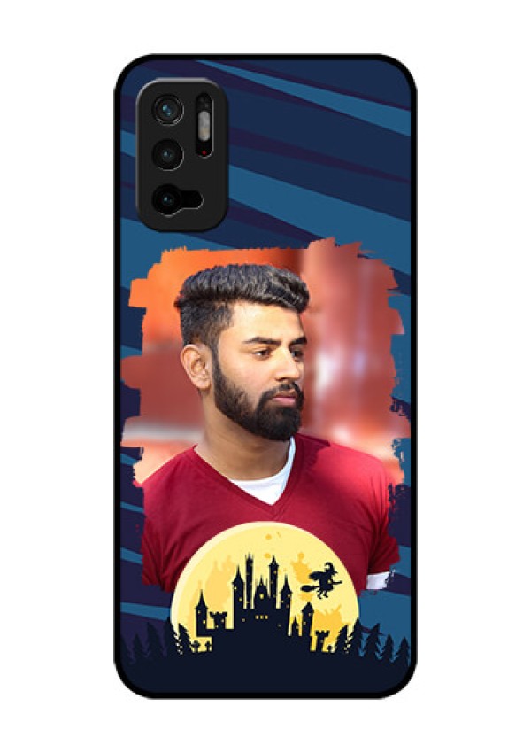 Redmi Note 10T 5G Photo Printing on Glass Case - Halloween Witch Design 