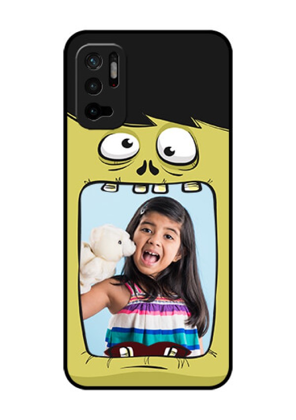 Redmi Note 10T 5G Personalized Glass Phone Case - Cartoon monster back case Design