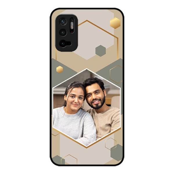 Xiaomi Redmi Note 10T 5G Photo Printing on Glass Case - Stylish Hexagon Pattern Design