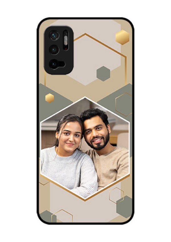Xiaomi Redmi Note 10T 5G Photo Printing on Glass Case - Stylish Hexagon Pattern Design