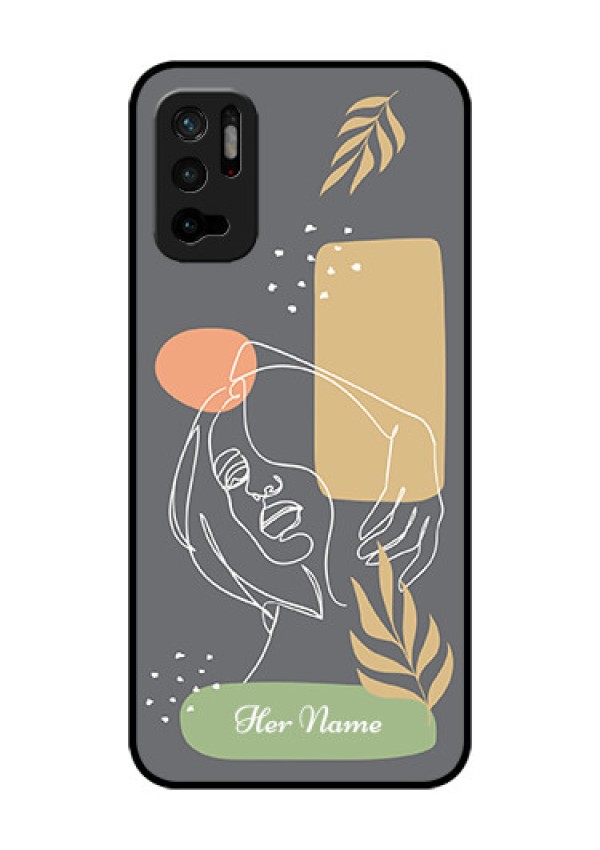 Xiaomi Redmi Note 10T 5G Custom Glass Phone Case - Gazing Woman line art Design