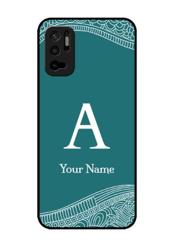 Xiaomi Redmi Note 10T 5G Personalized Glass Phone Case - line art pattern with custom name Design