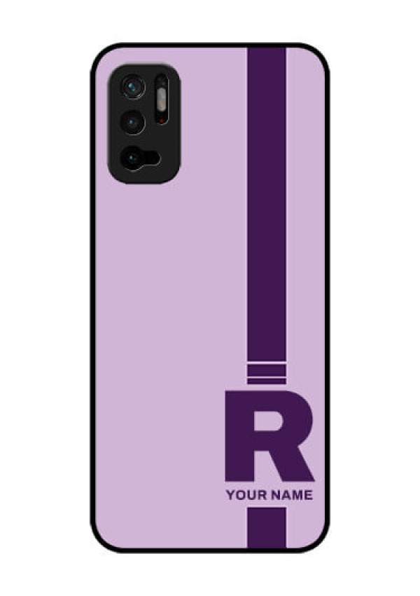 Xiaomi Redmi Note 10T 5G Photo Printing on Glass Case - Simple dual tone stripe with name Design
