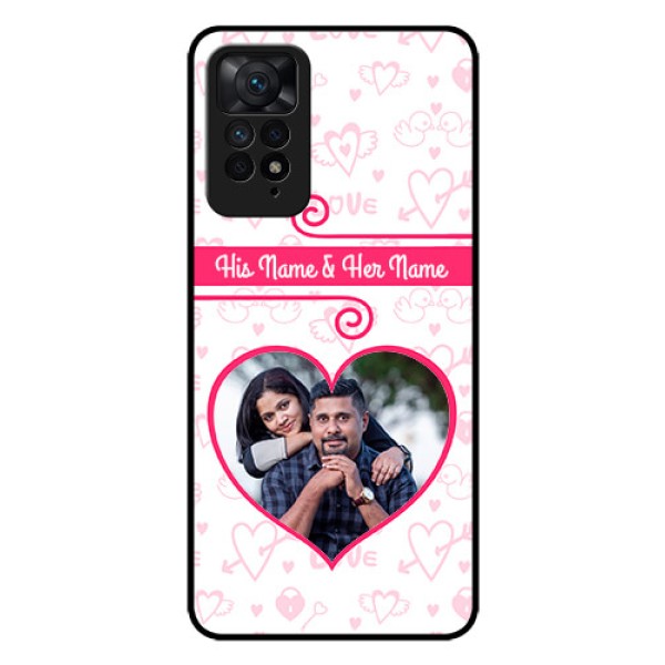 Redmi Note 11 Pro 5G Personalized Glass Phone Case - Heart Shape Love Design Redmi Note 11 Pro 5G Personalized Glass Phone Case - Heart Shape Love Design
