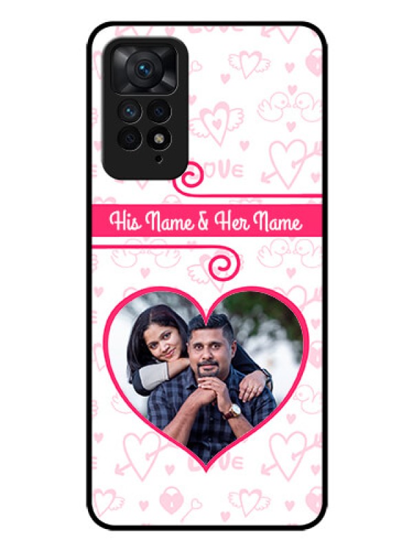 Custom Redmi Note 11 Pro 5G Personalized Glass Phone Case - Heart Shape Love Design