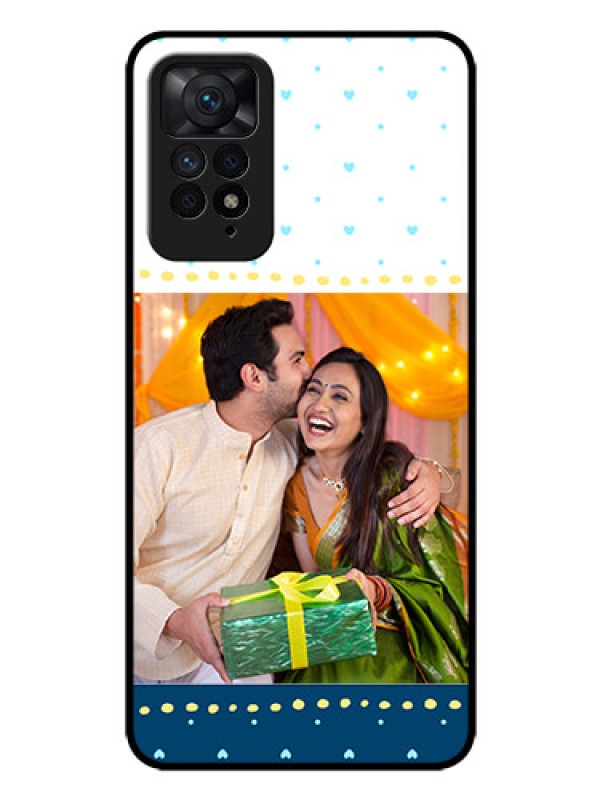 Custom Redmi Note 11 Pro 5G Personalized Glass Phone Case - White and Blue Abstract Design