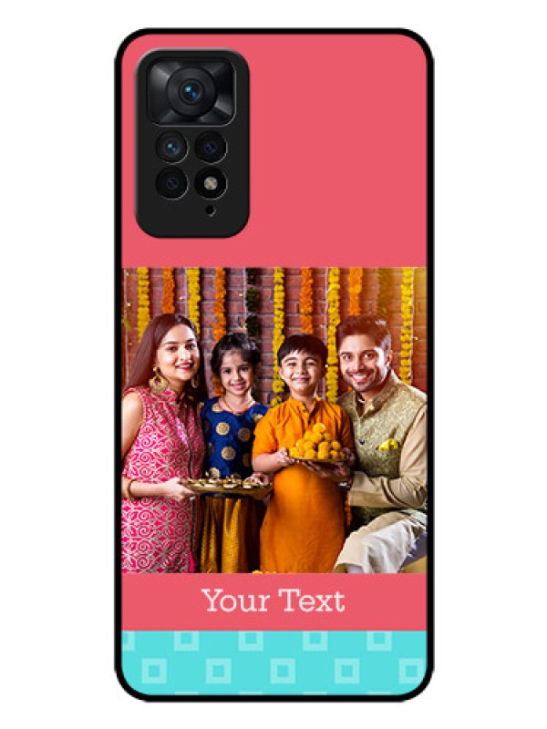 Custom Redmi Note 11 Pro 5G Personalized Glass Phone Case - Peach & Blue Color Design