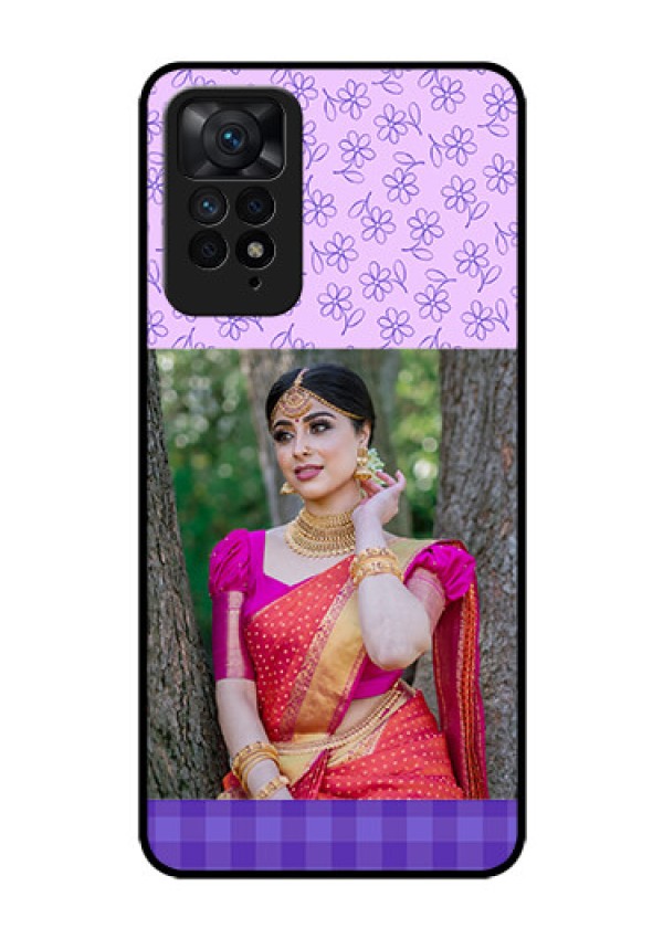 Redmi Note 11 Pro 5G Custom Glass Phone Case - Purple Floral Design