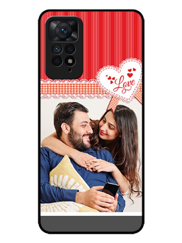 Custom Redmi Note 11 Pro 5G Custom Glass Mobile Case - Red Love Pattern Design