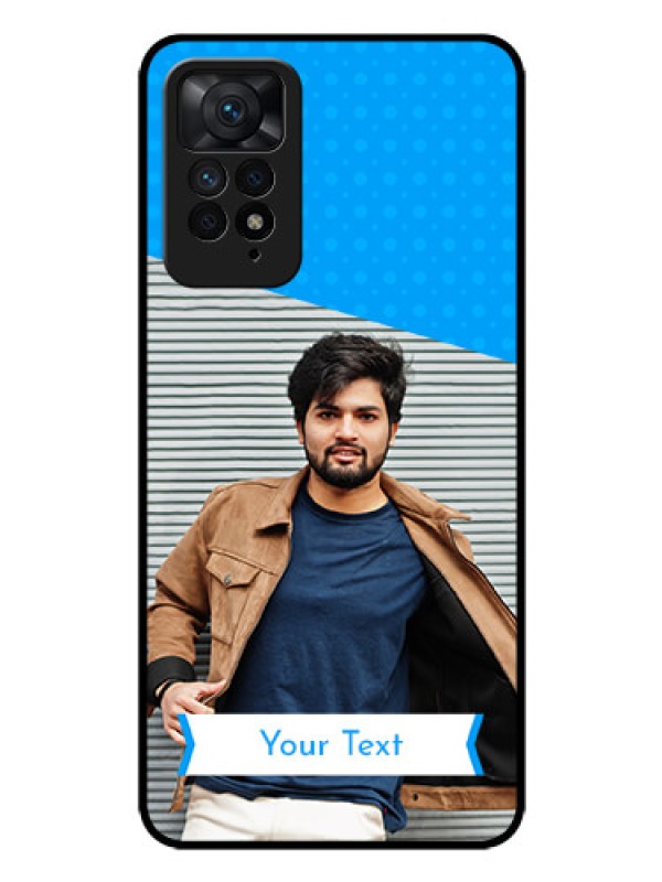 Custom Redmi Note 11 Pro 5G Photo Printing on Glass Case - Simple Blue Color Design