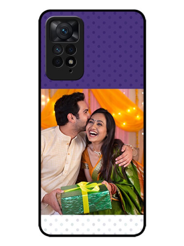 Custom Redmi Note 11 Pro 5G Personalized Glass Phone Case - Violet Pattern Design