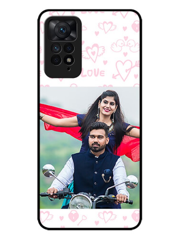 Custom Redmi Note 11 Pro 5G Custom Glass Mobile Case - Pink Flying Heart Design