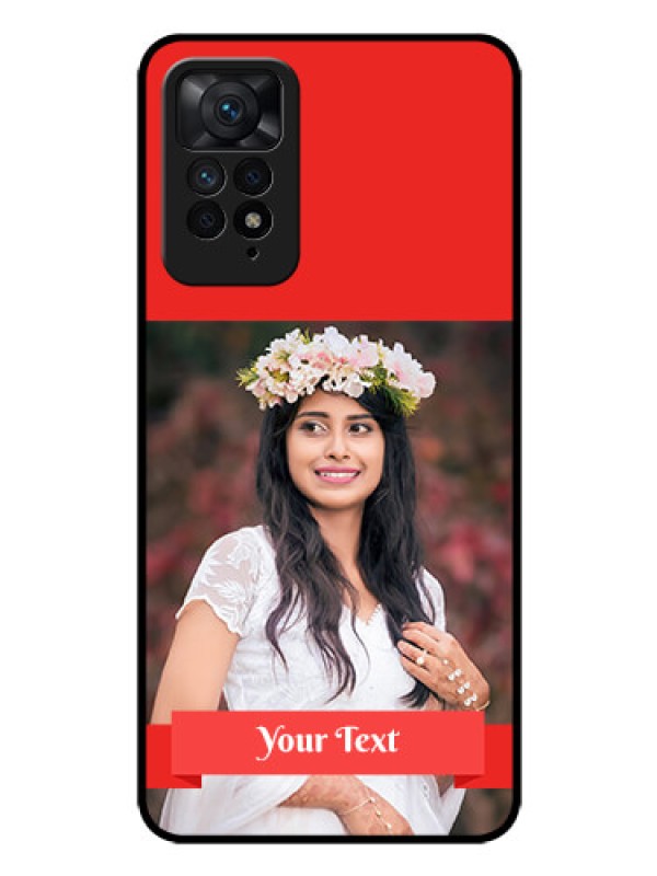 Custom Redmi Note 11 Pro 5G Custom Glass Phone Case - Simple Red Color Design