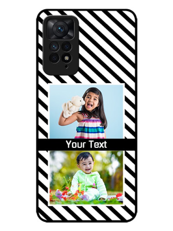 Custom Redmi Note 11 Pro 5G Photo Printing on Glass Case - Black And White Stripes Design