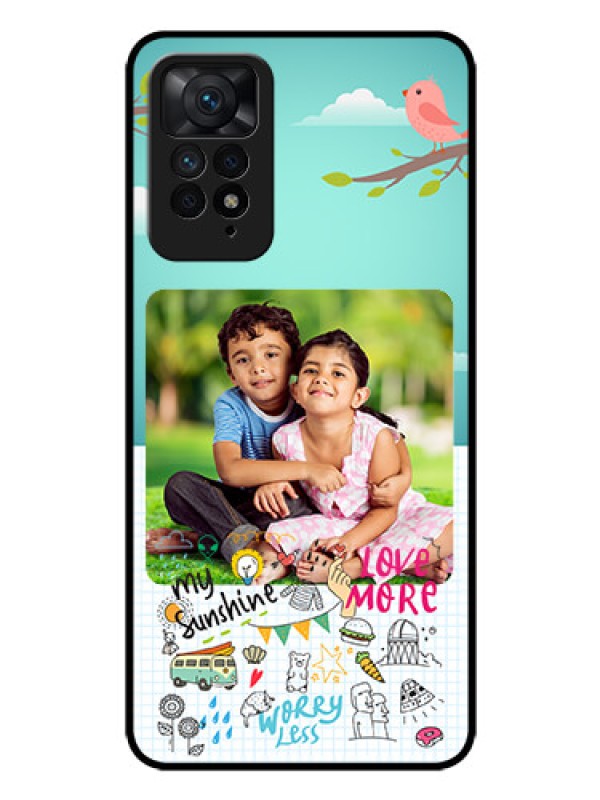 Custom Redmi Note 11 Pro 5G Photo Printing on Glass Case - Doodle love Design