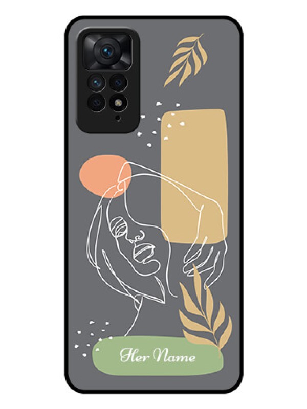 Custom Xiaomi Redmi Note 11 Pro 5G Custom Glass Phone Case - Gazing Woman line art Design